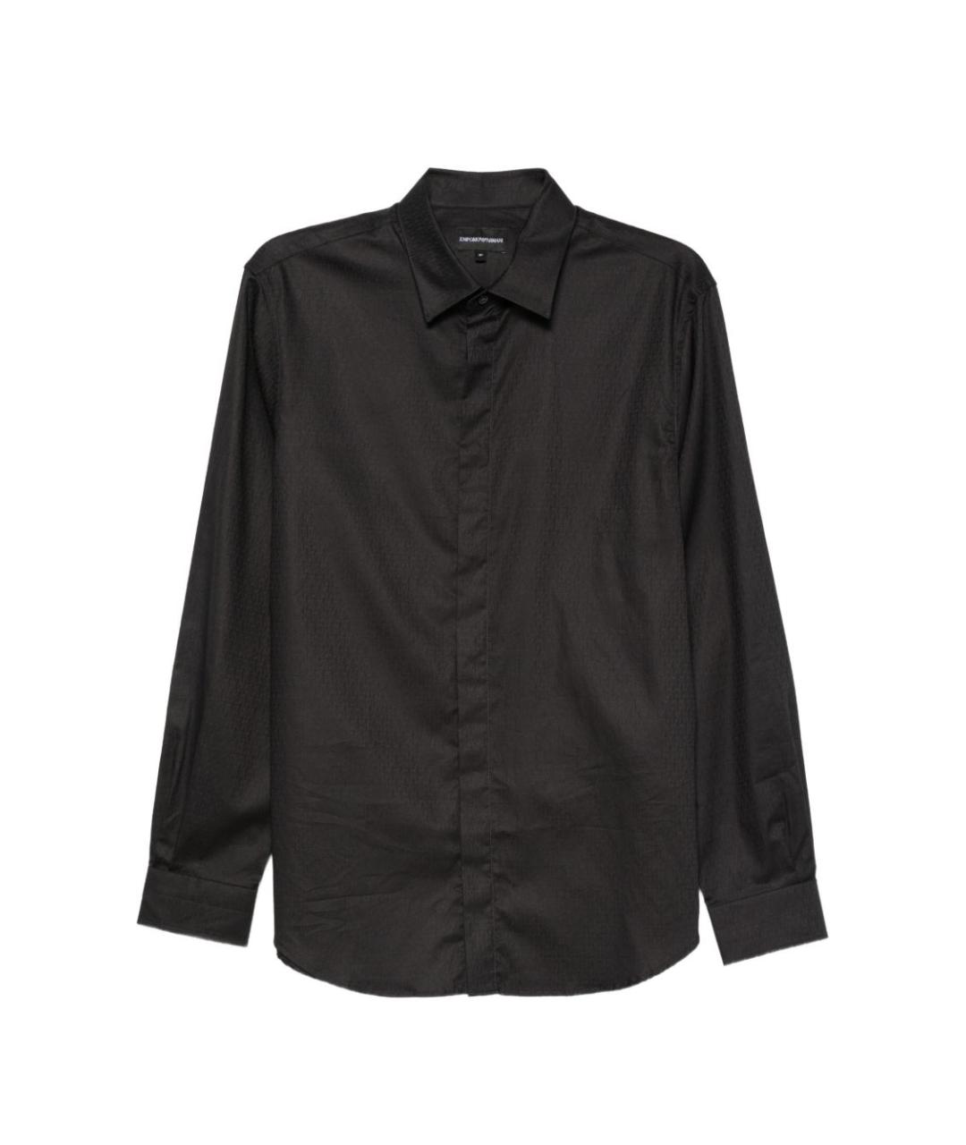 EMPORIO ARMANI Черная хлопковая классическая рубашка, фото 1