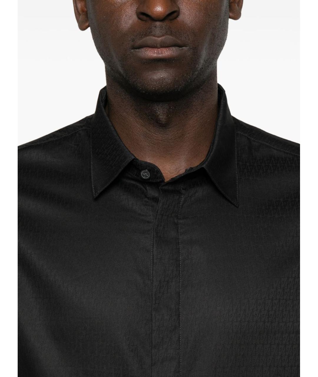 EMPORIO ARMANI Черная хлопковая классическая рубашка, фото 4