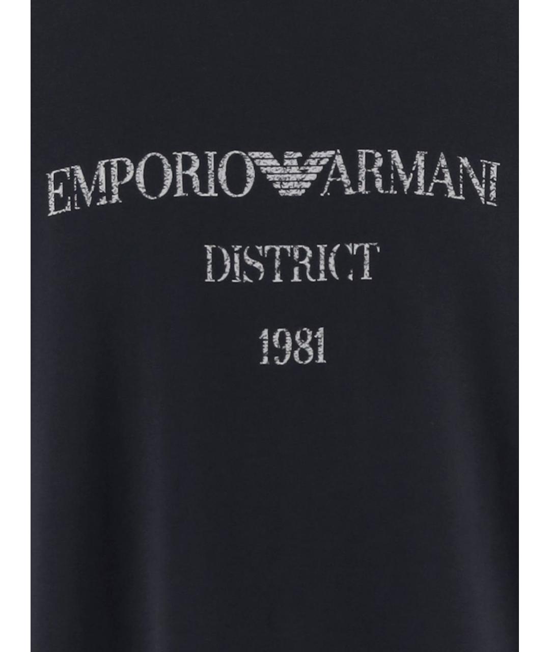 EMPORIO ARMANI Синяя хлопковая футболка, фото 3