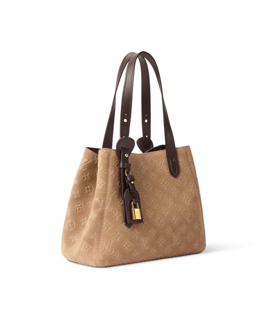 LOUIS VUITTON Бежевая замшевая сумка через плечо, фото 2