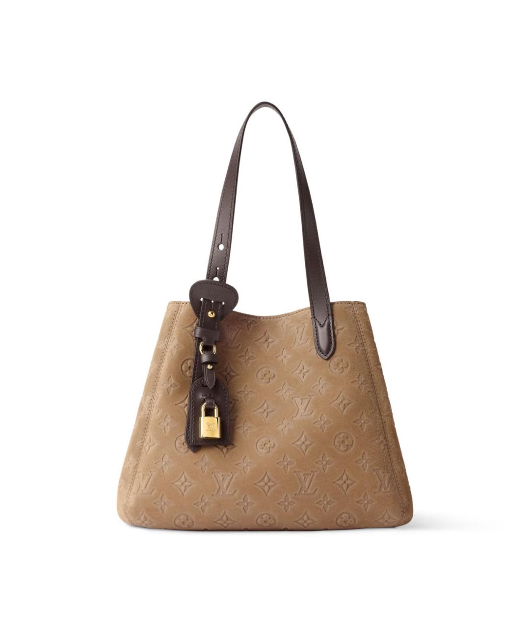 LOUIS VUITTON Бежевая замшевая сумка через плечо, фото 6