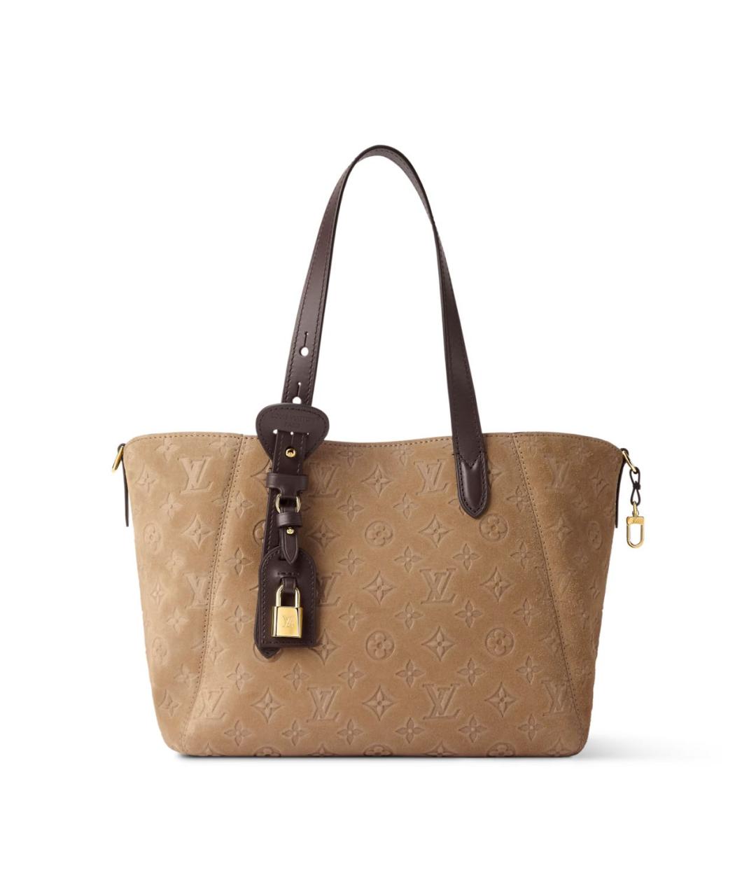 LOUIS VUITTON Бежевая замшевая сумка через плечо, фото 5