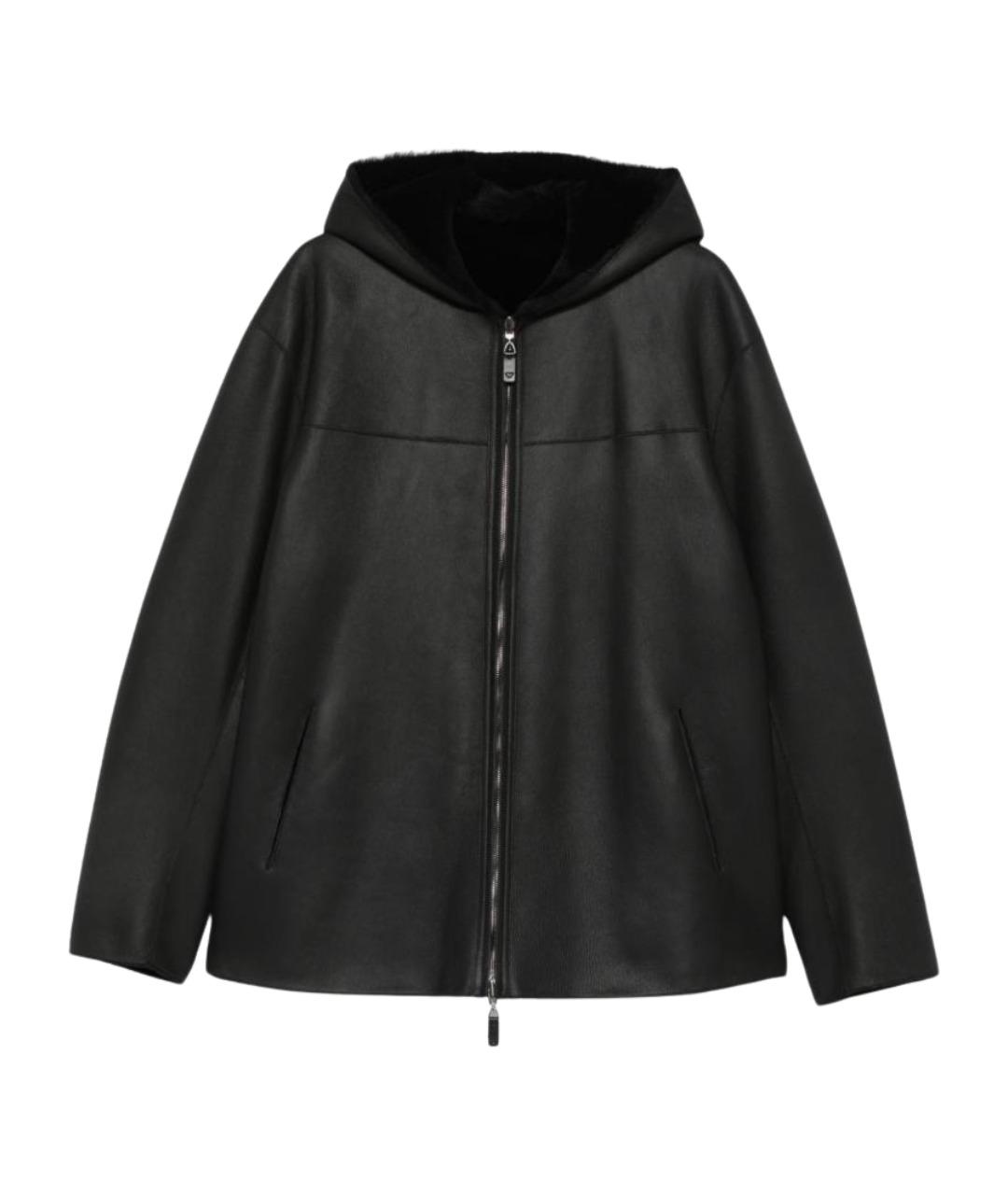 EMPORIO ARMANI Черная кожаная дубленка/шуба, фото 1