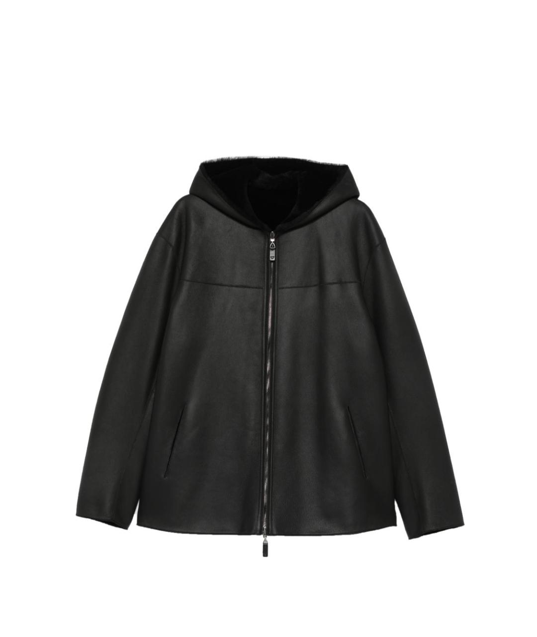 EMPORIO ARMANI Черная кожаная дубленка/шуба, фото 7