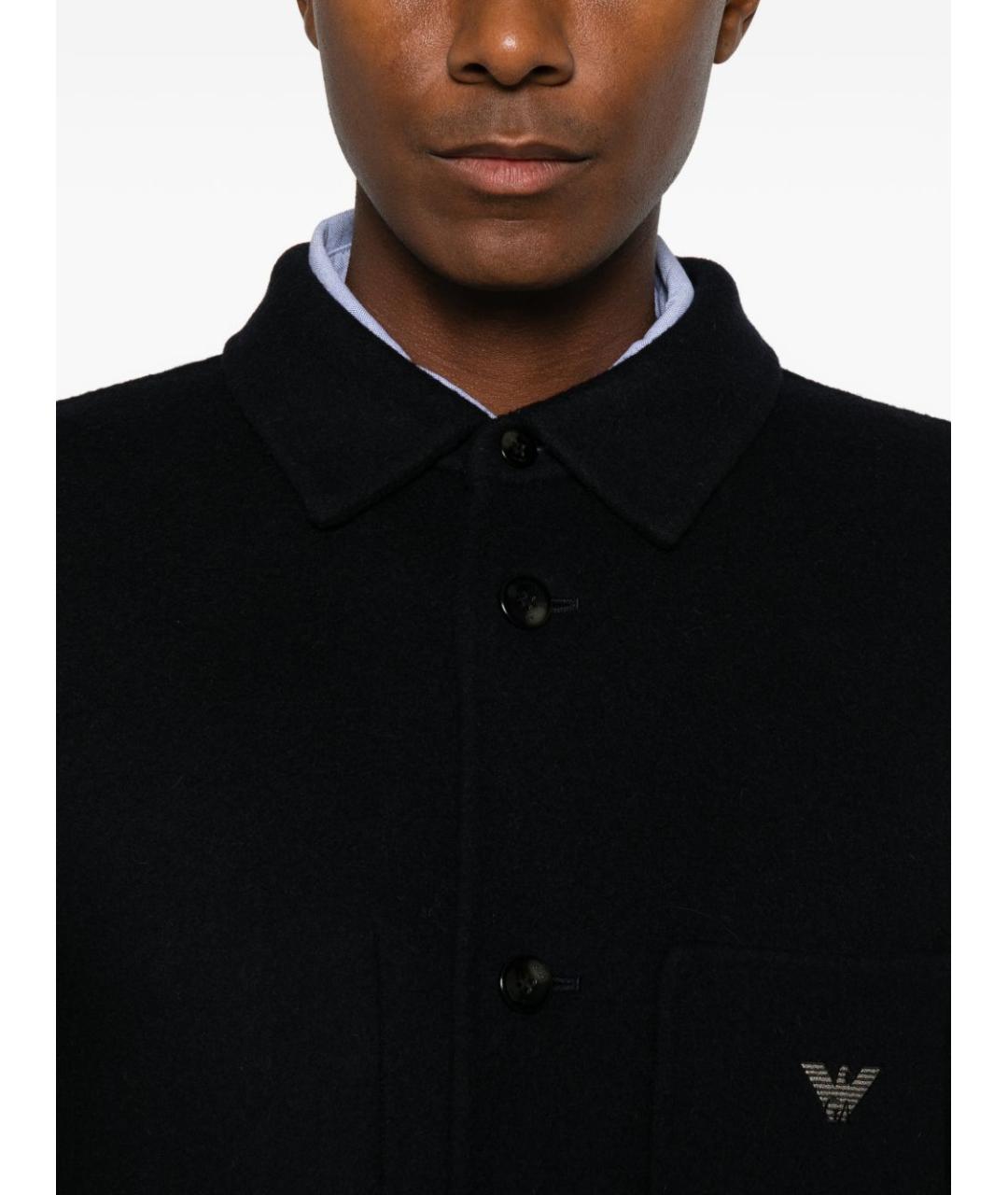 EMPORIO ARMANI Темно-синяя шерстяная куртка, фото 3