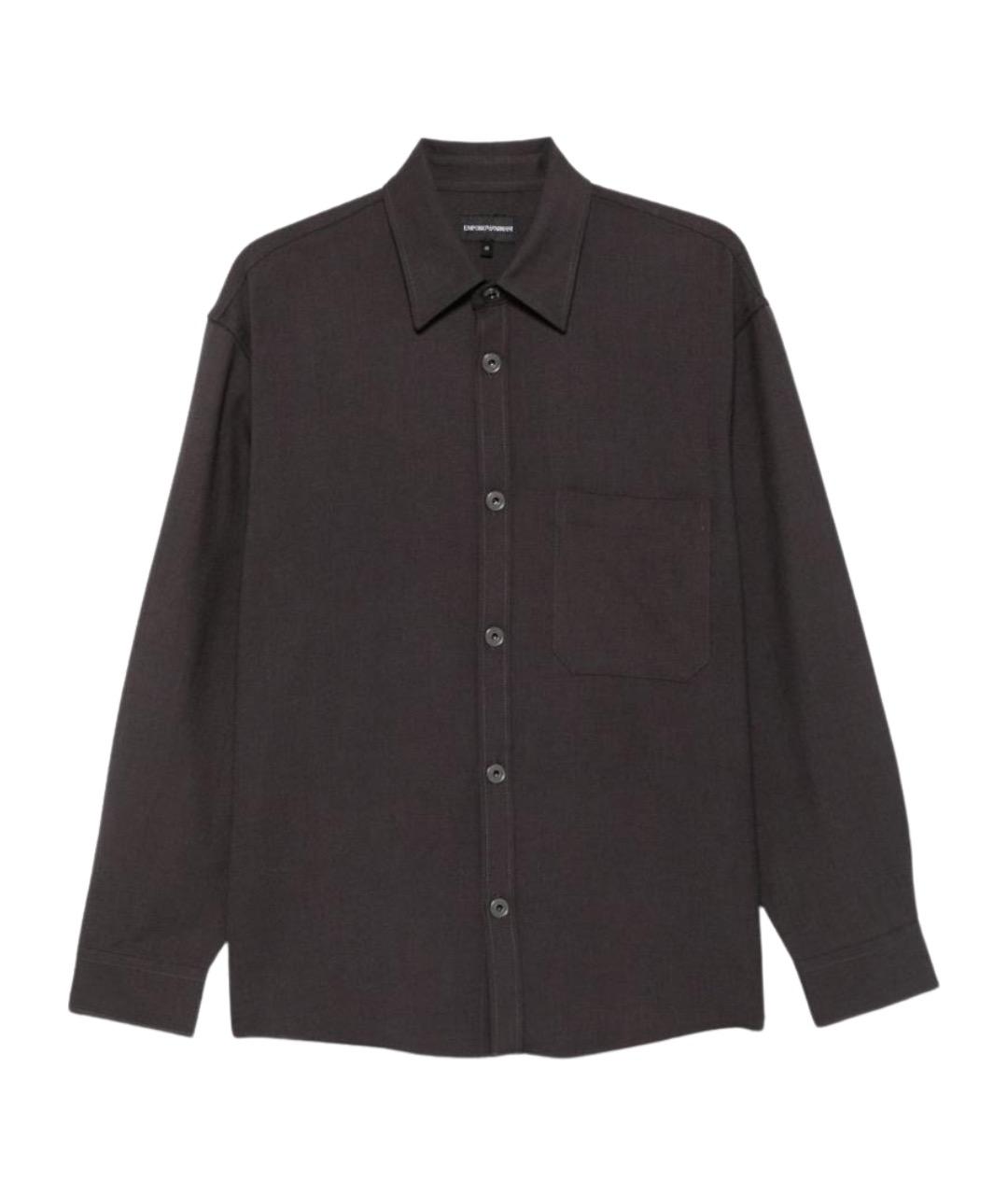EMPORIO ARMANI Серая шерстяная кэжуал рубашка, фото 1
