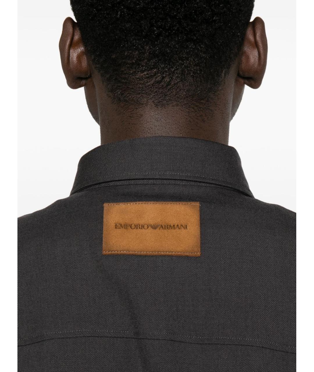 EMPORIO ARMANI Серая шерстяная кэжуал рубашка, фото 4