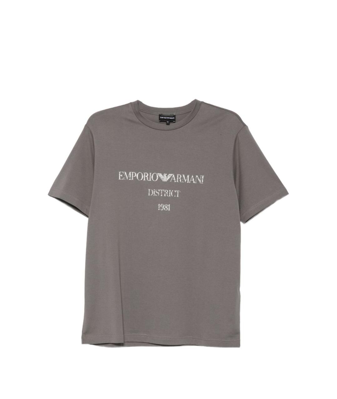 EMPORIO ARMANI Серая хлопковая футболка, фото 1