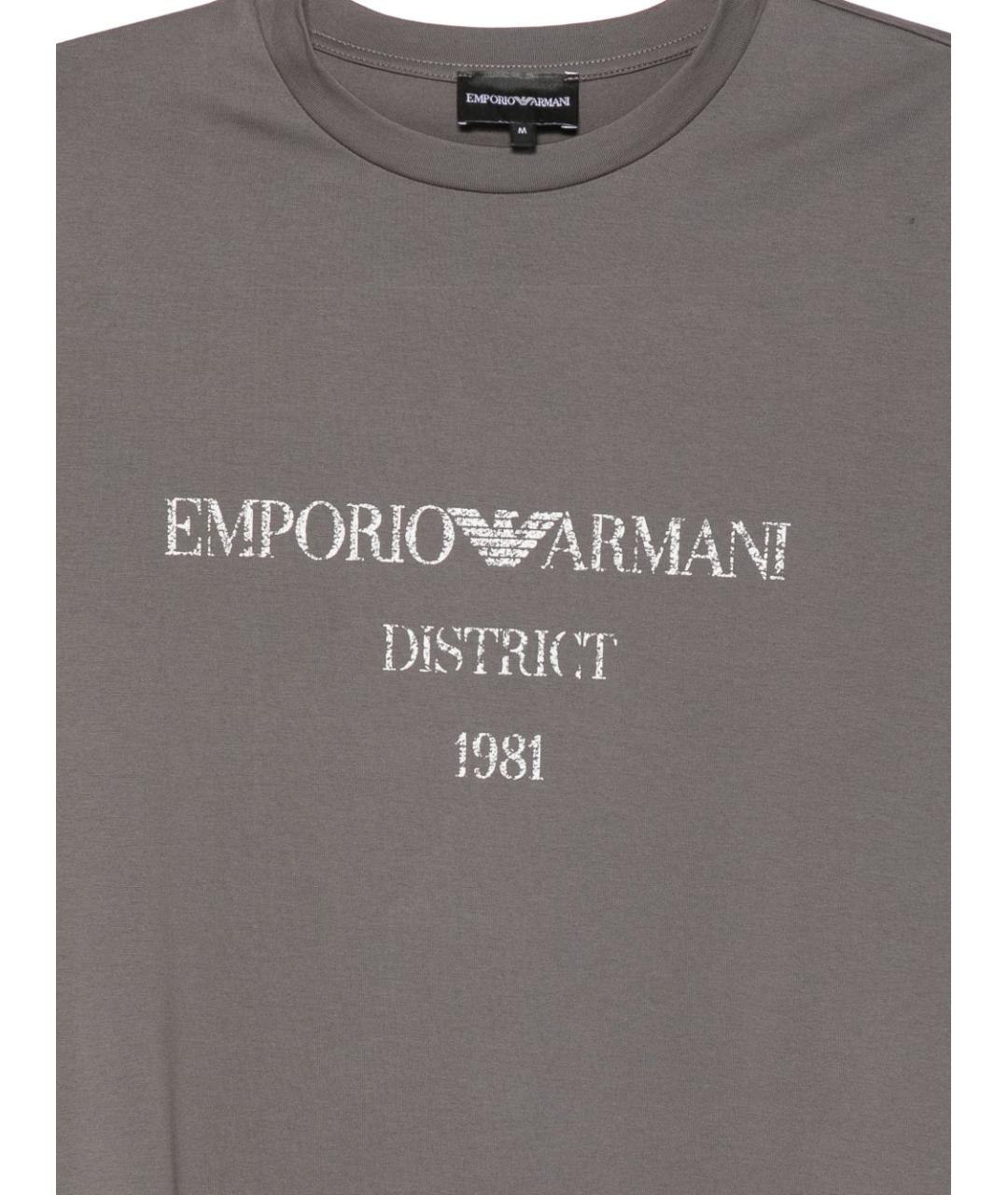 EMPORIO ARMANI Серая хлопковая футболка, фото 2