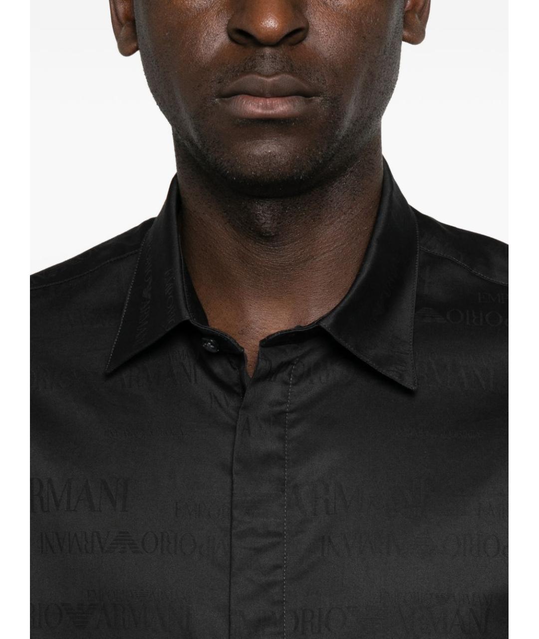 EMPORIO ARMANI Черная хлопковая классическая рубашка, фото 4