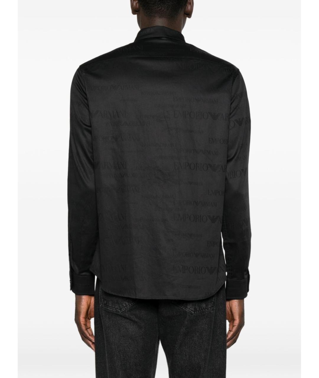 EMPORIO ARMANI Черная хлопковая классическая рубашка, фото 3
