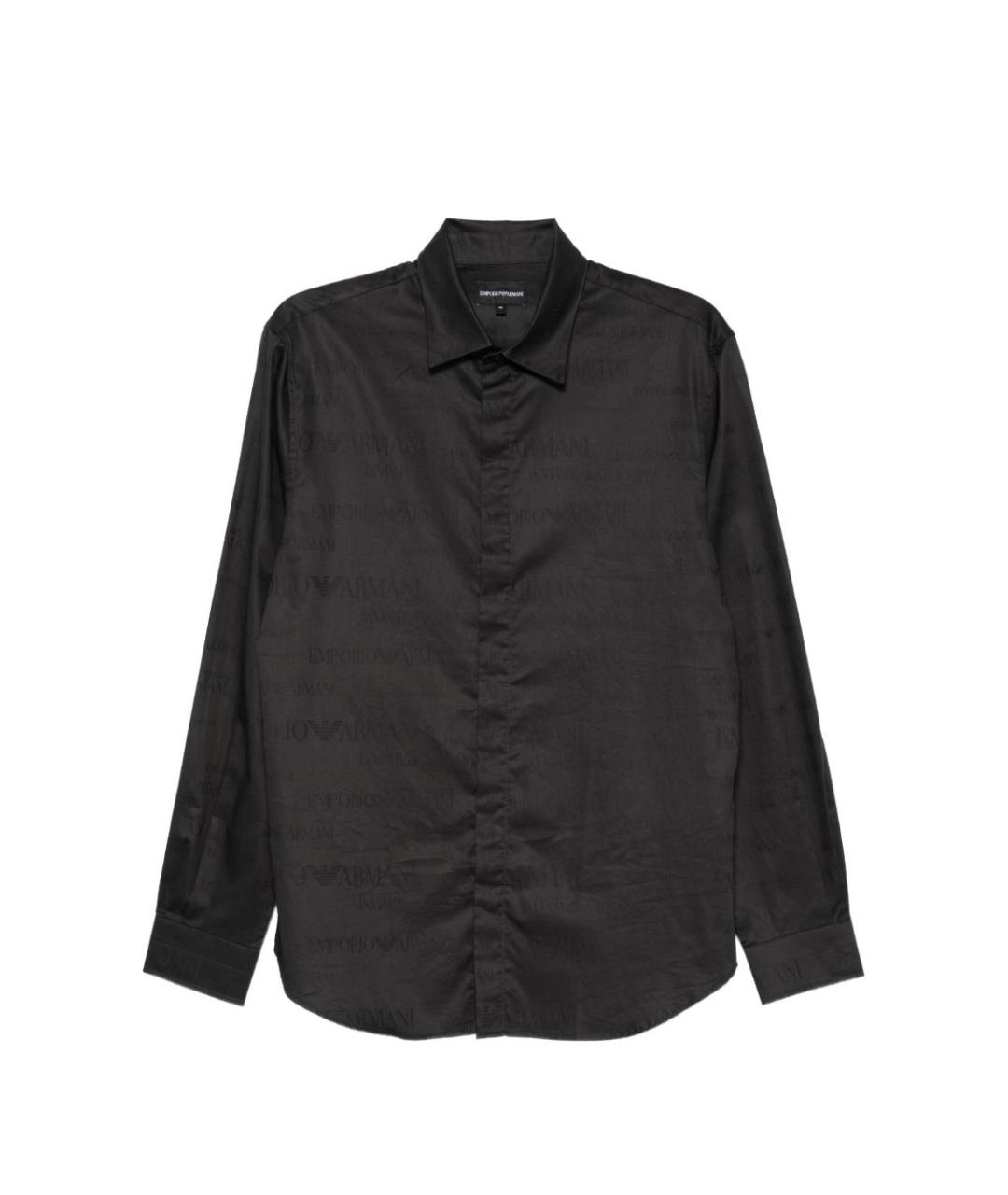 EMPORIO ARMANI Черная хлопковая классическая рубашка, фото 1