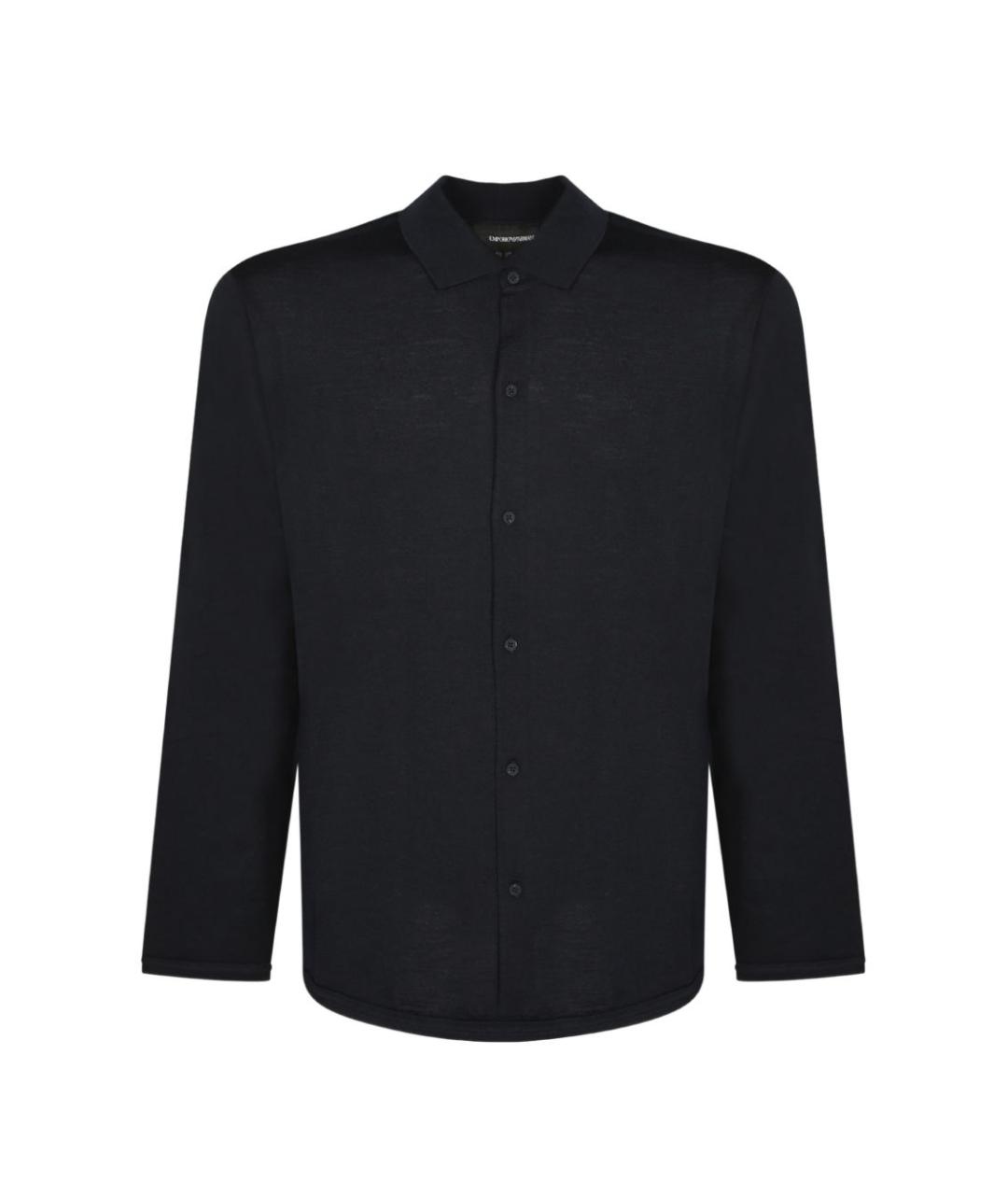 EMPORIO ARMANI Синяя шерстяная классическая рубашка, фото 1
