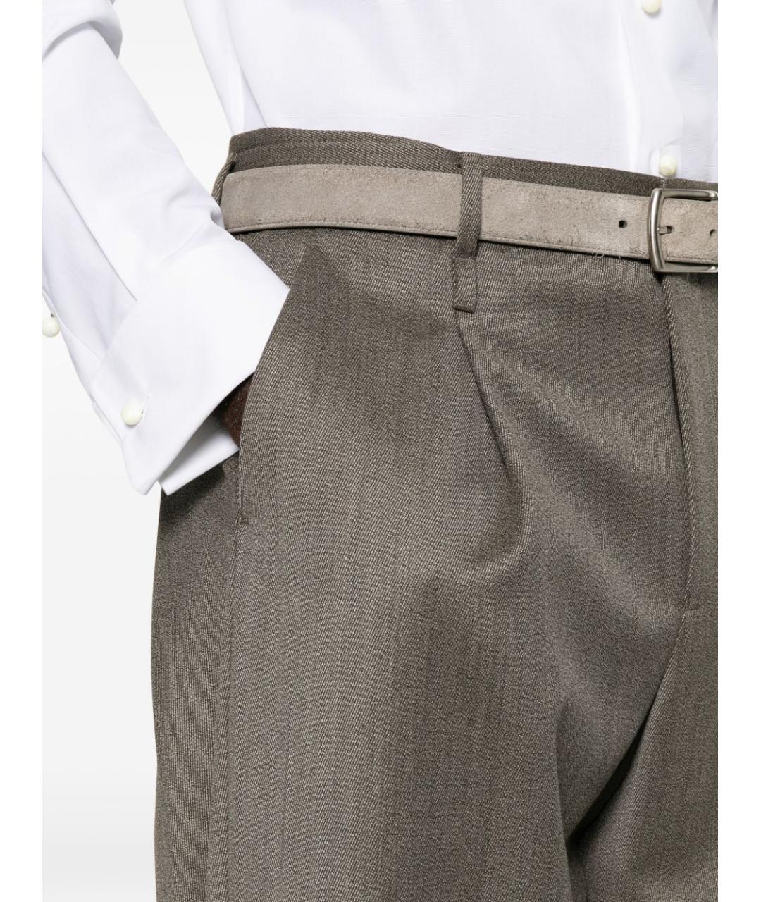 EMPORIO ARMANI Серые шерстяные повседневные брюки, фото 4