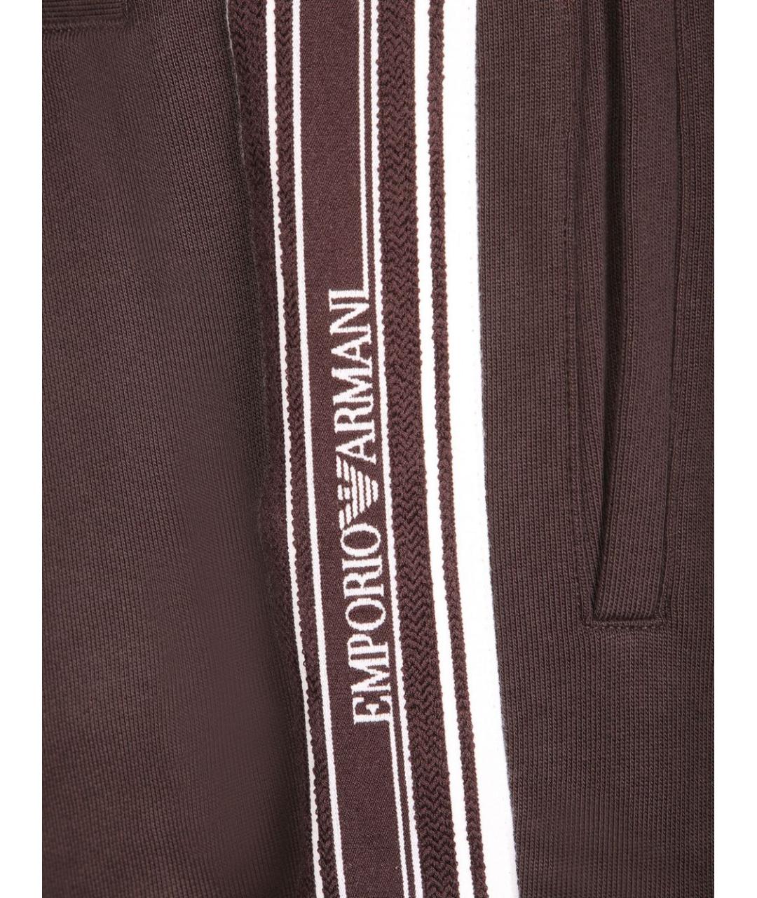 EMPORIO ARMANI Коричневые хлопковые повседневные брюки, фото 3