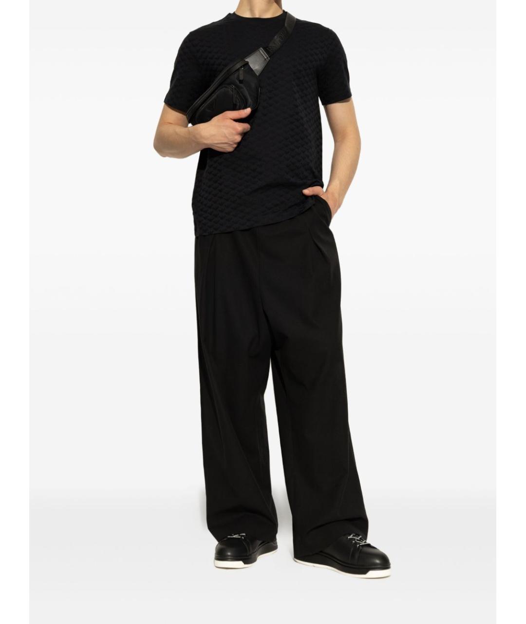 EMPORIO ARMANI Черные кожаные низкие кроссовки / кеды, фото 3