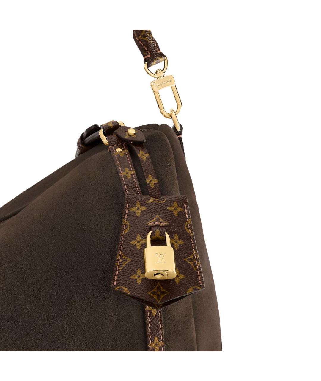 LOUIS VUITTON Коричневая замшевая сумка через плечо, фото 5