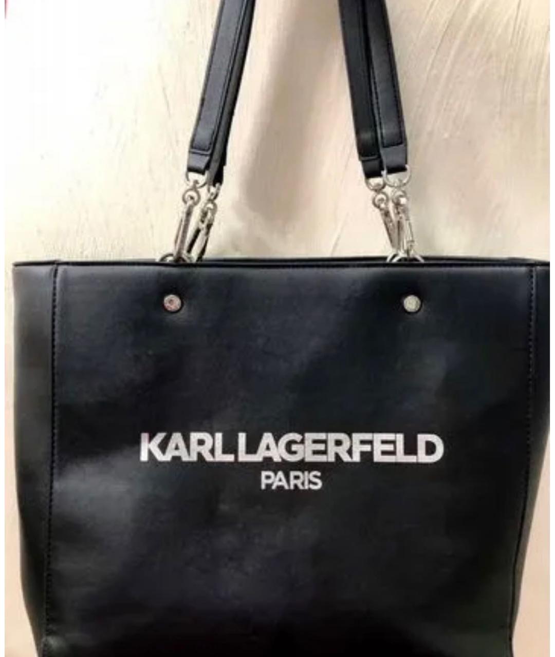 KARL LAGERFELD Черная сумка тоут из искусственной кожи, фото 5