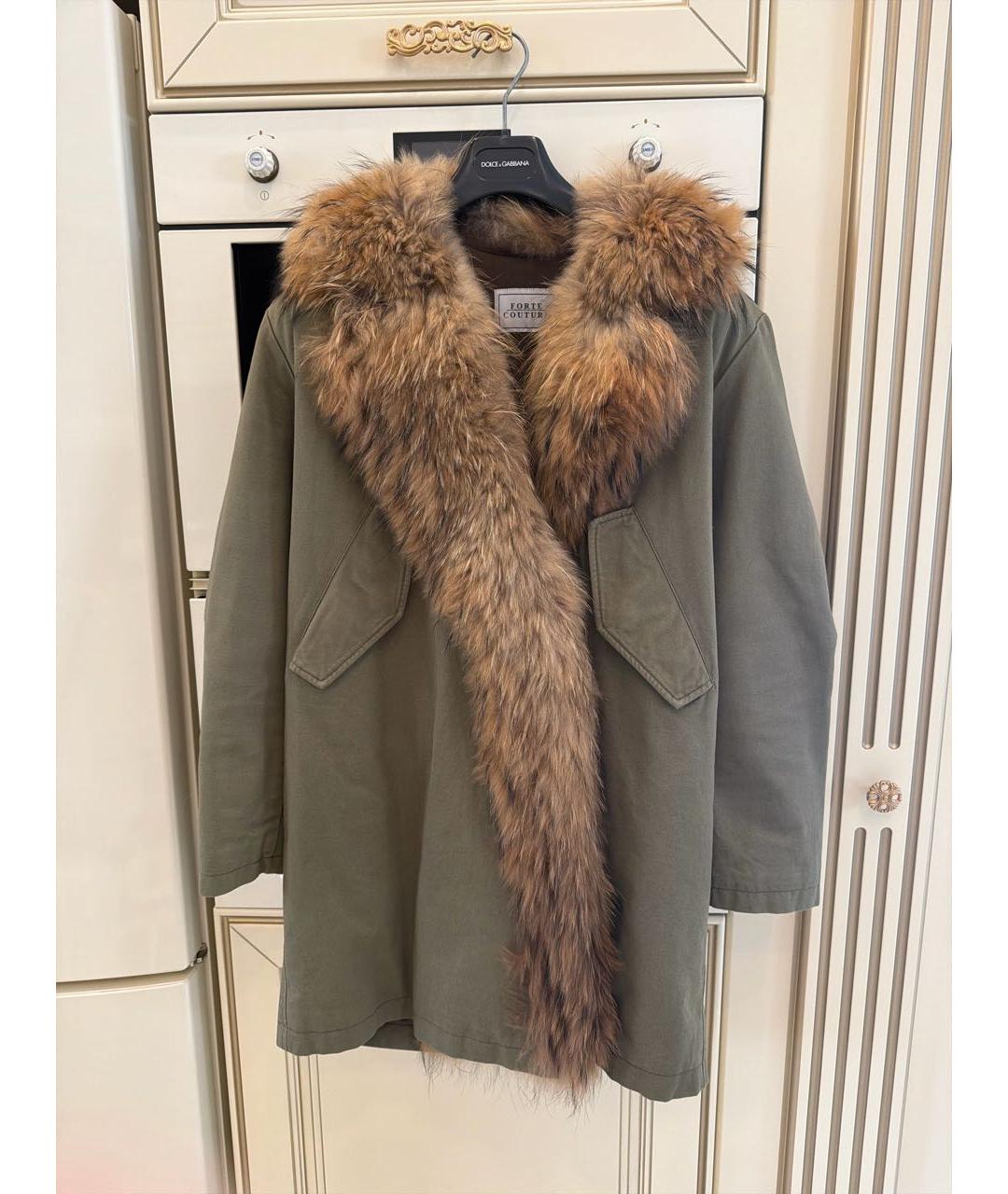 FORTE COUTURE Хаки хлопко-эластановая парка, фото 7