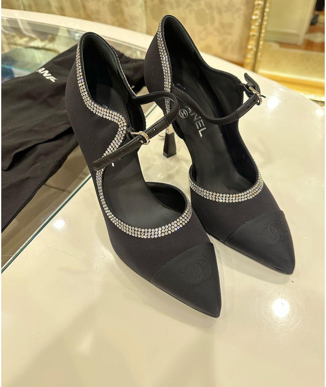CHANEL Черные текстильные туфли, фото 4