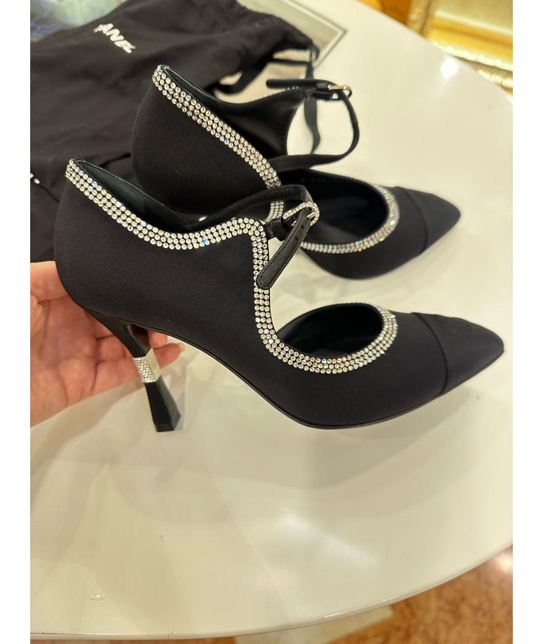 CHANEL Черные текстильные туфли, фото 8
