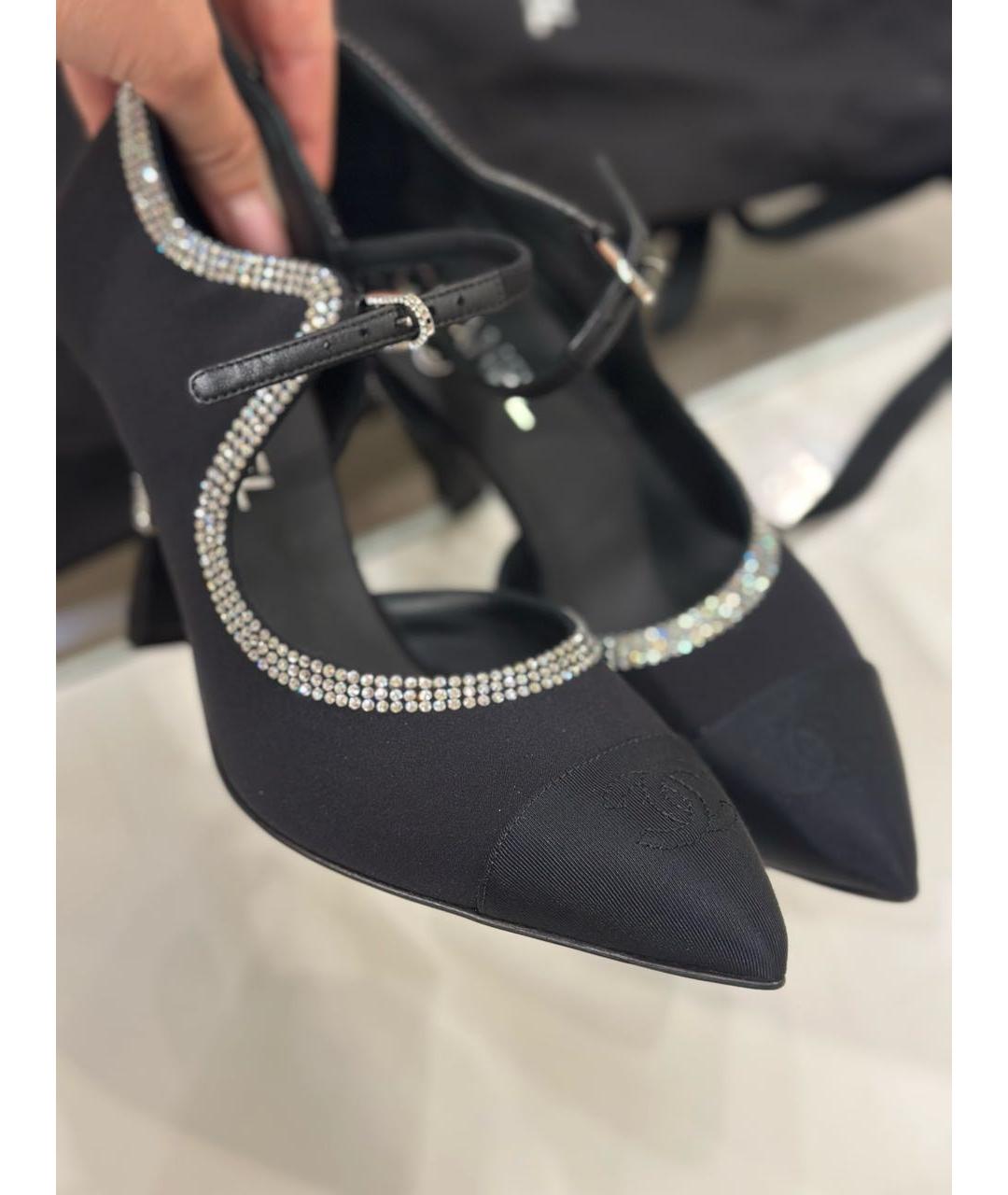 CHANEL Черные текстильные туфли, фото 6