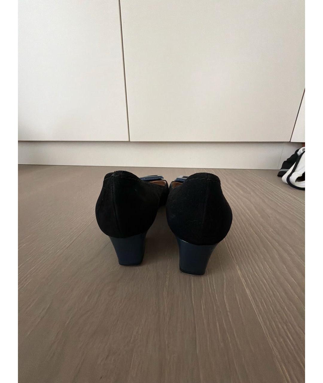 GIORGIO ARMANI Черные замшевые лодочки на низком каблуке, фото 4