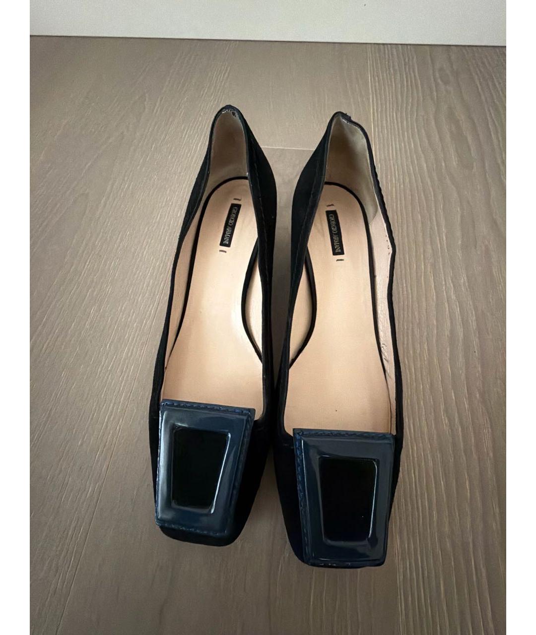 GIORGIO ARMANI Черные замшевые лодочки на низком каблуке, фото 2