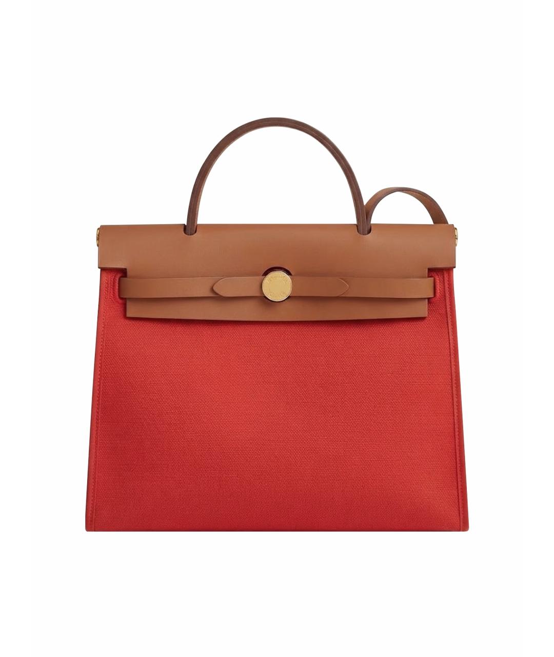 HERMES Оранжевая тканевая сумка через плечо, фото 1