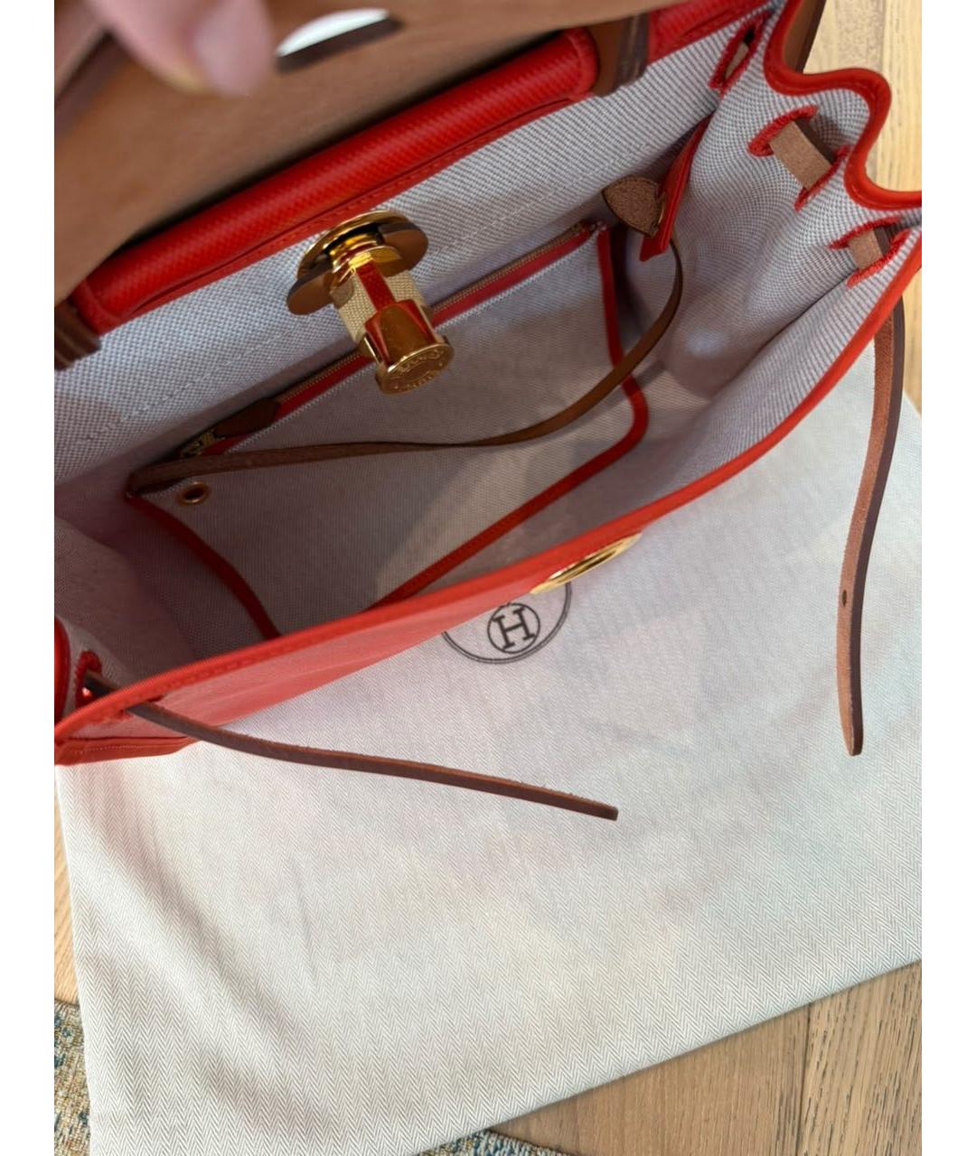HERMES Оранжевая тканевая сумка через плечо, фото 4