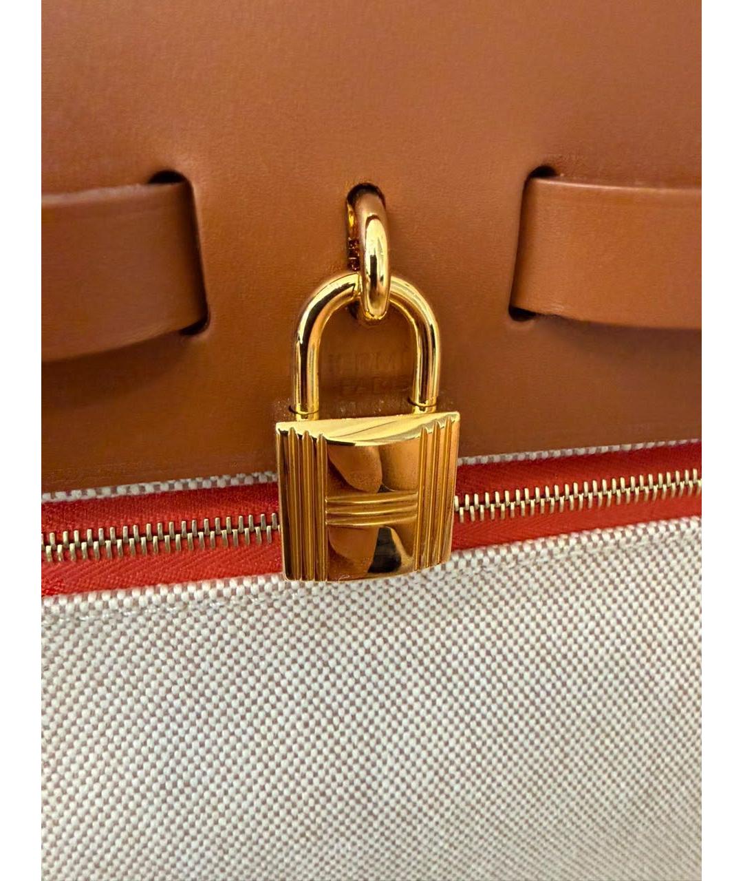 HERMES Оранжевая тканевая сумка через плечо, фото 3