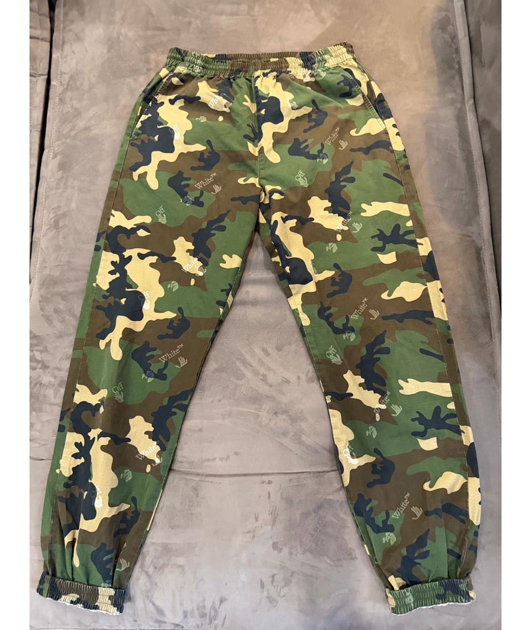 OFF-WHITE Хаки хлопковые повседневные брюки, фото 6