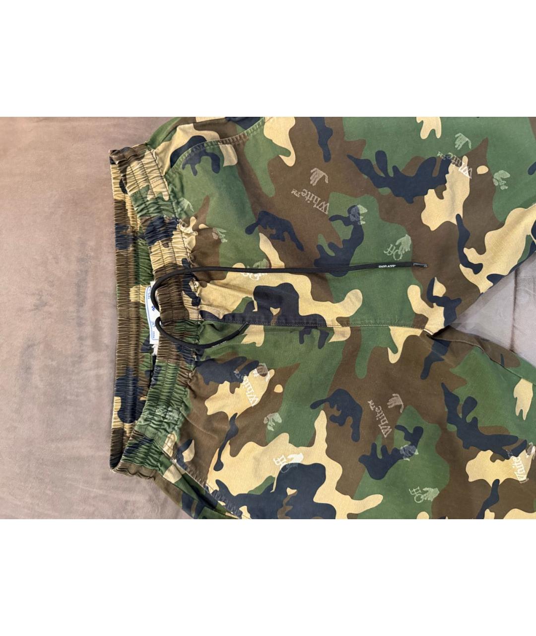 OFF-WHITE Хаки хлопковые повседневные брюки, фото 4