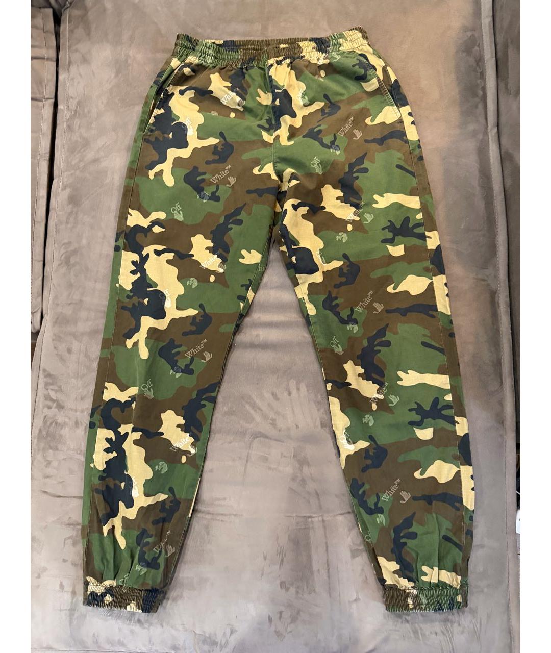 OFF-WHITE Хаки хлопковые повседневные брюки, фото 2