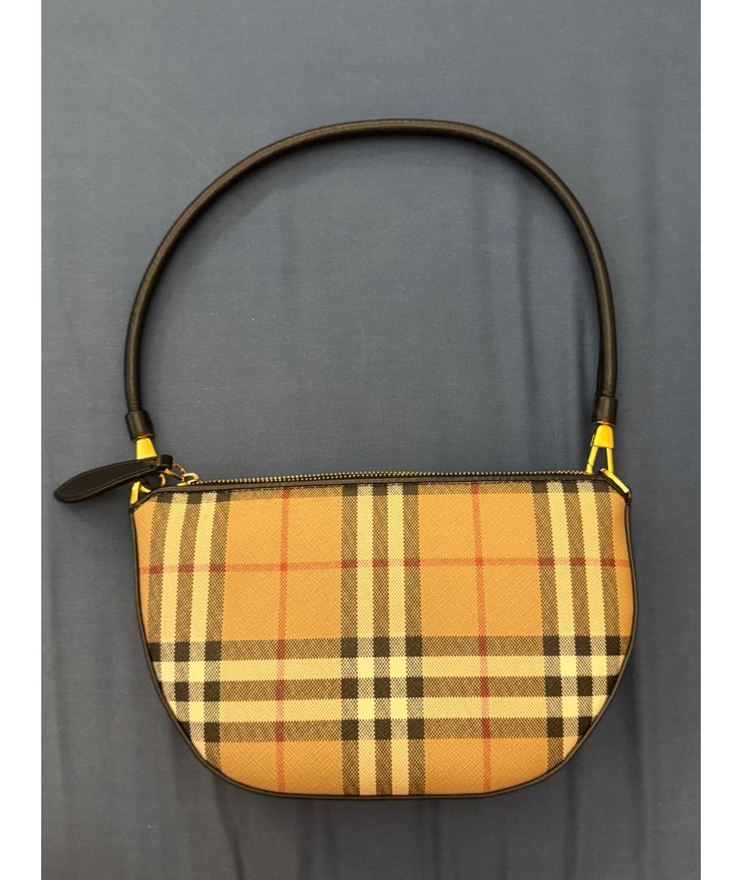 BURBERRY Бежевая кожаная сумка с короткими ручками, фото 2