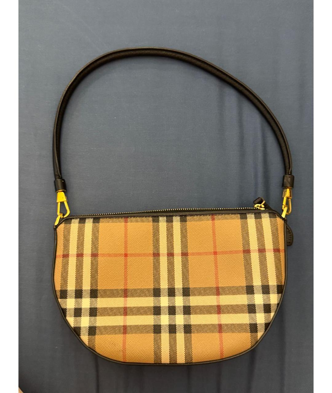 BURBERRY Бежевая кожаная сумка с короткими ручками, фото 6