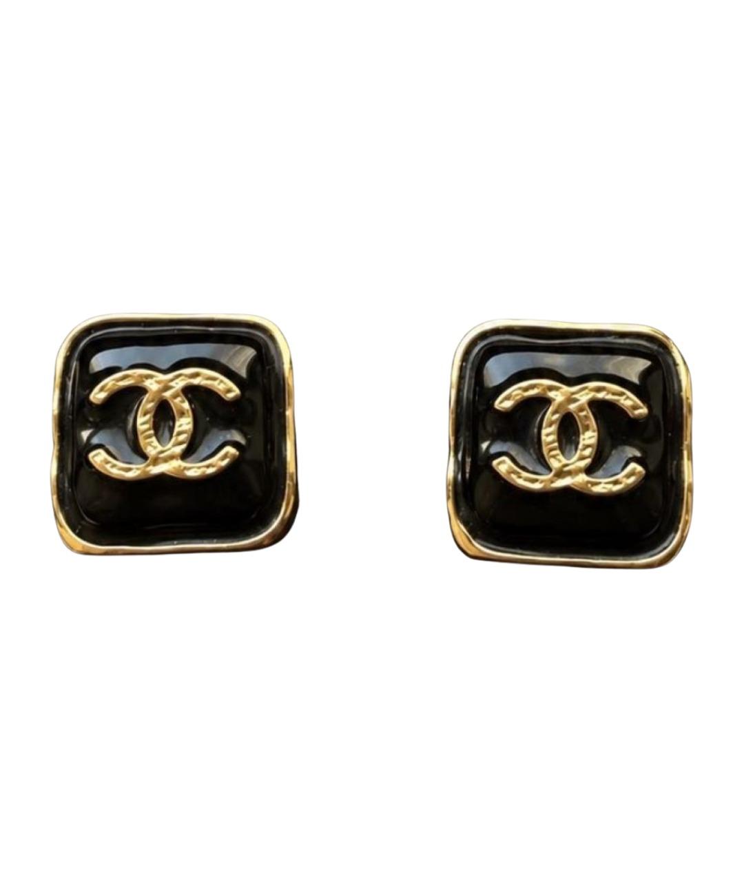 CHANEL Черные металлические серьги, фото 1