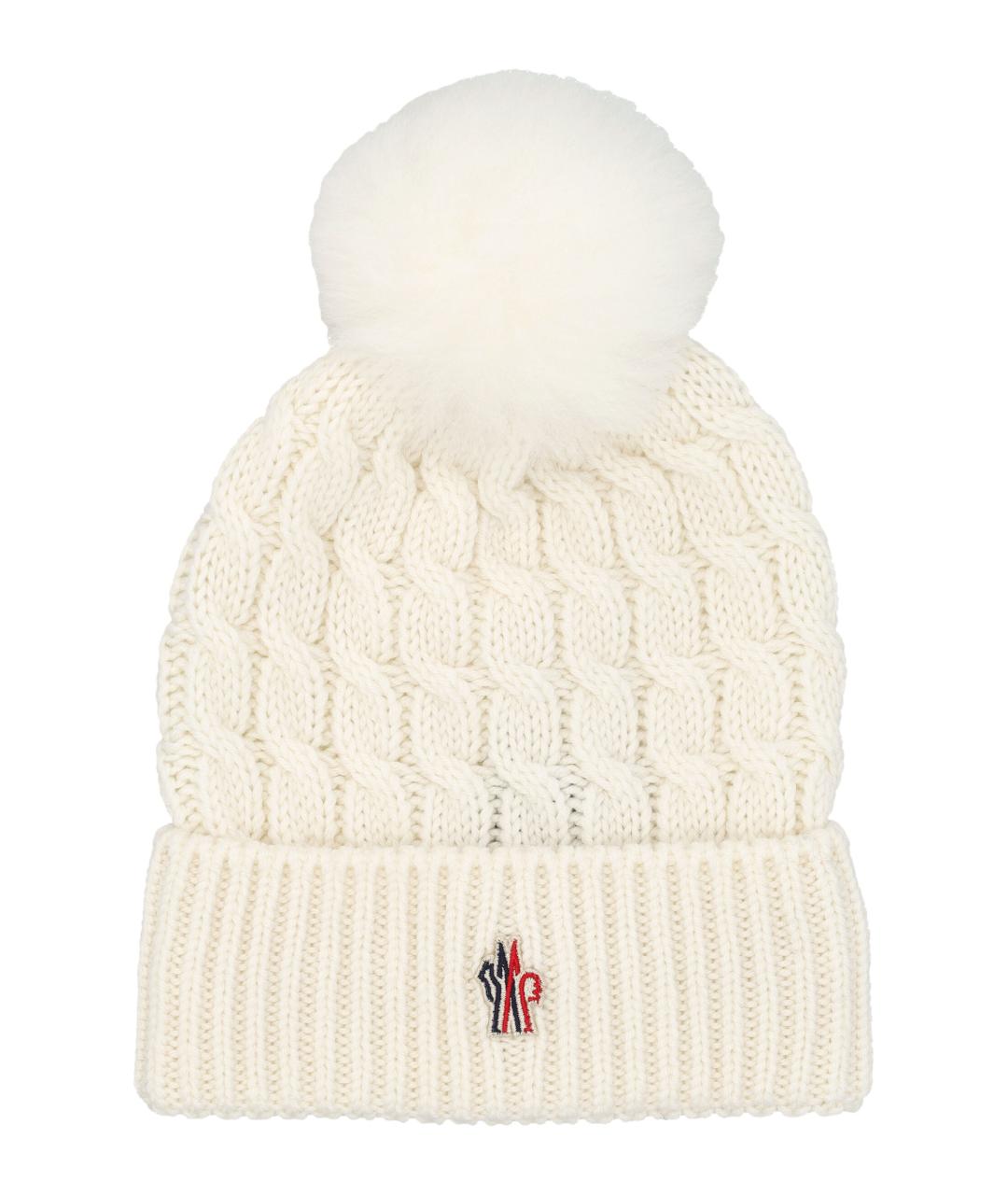 MONCLER GRENOBLE Белая шерстяная шапка, фото 1
