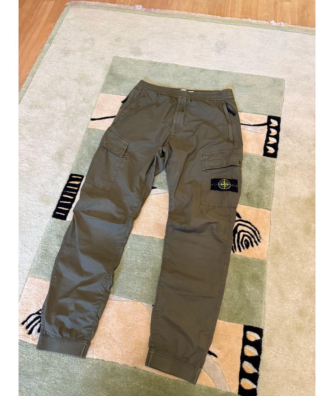 STONE ISLAND Зеленые хлопковые повседневные брюки, фото 5