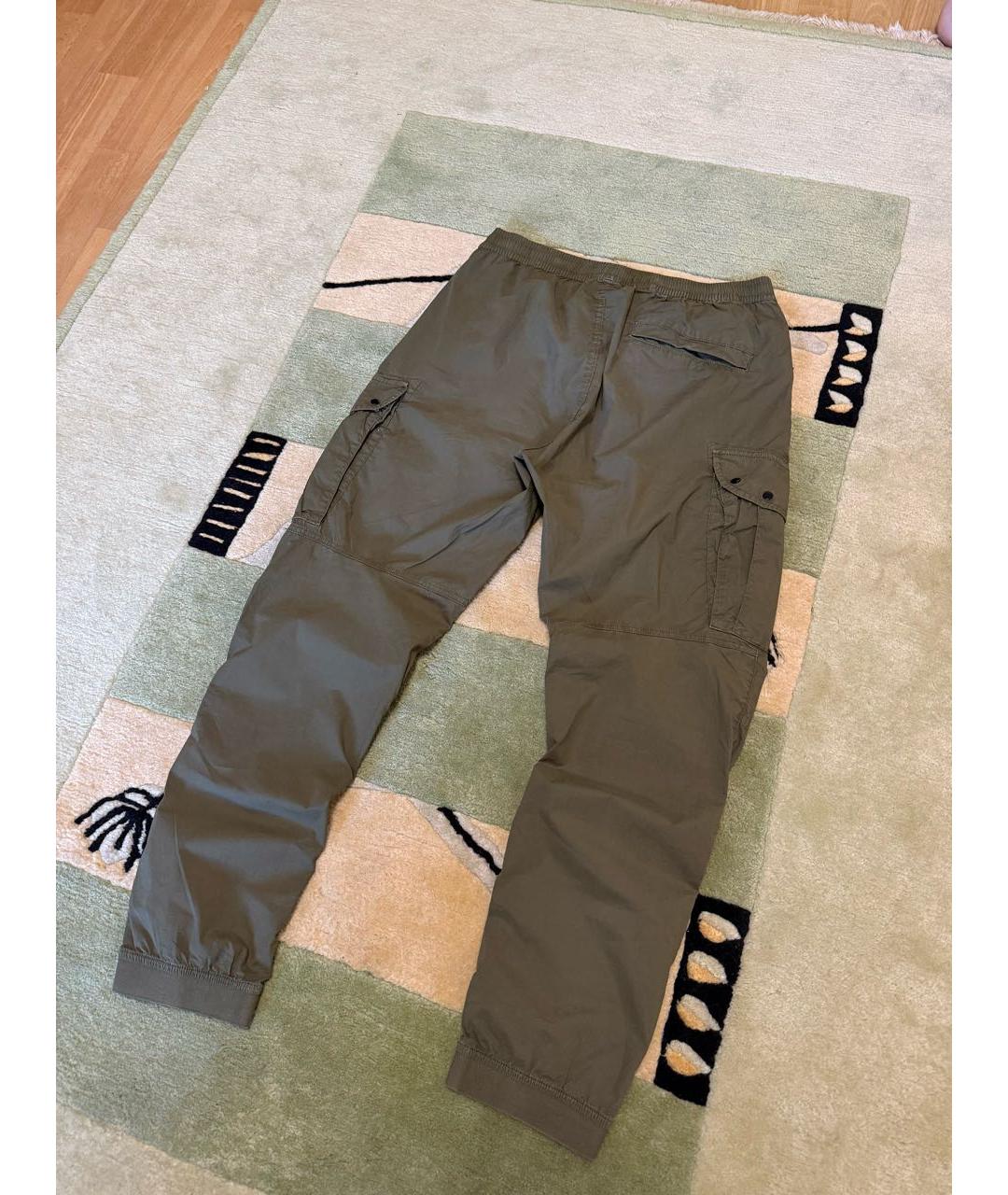 STONE ISLAND Зеленые хлопковые повседневные брюки, фото 4