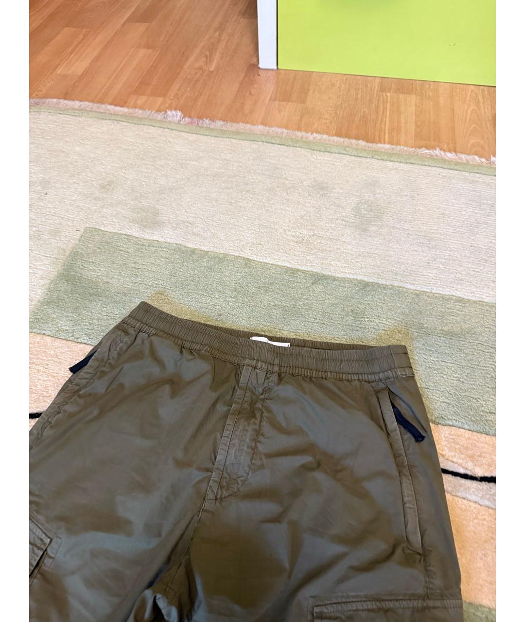 STONE ISLAND Зеленые хлопковые повседневные брюки, фото 3