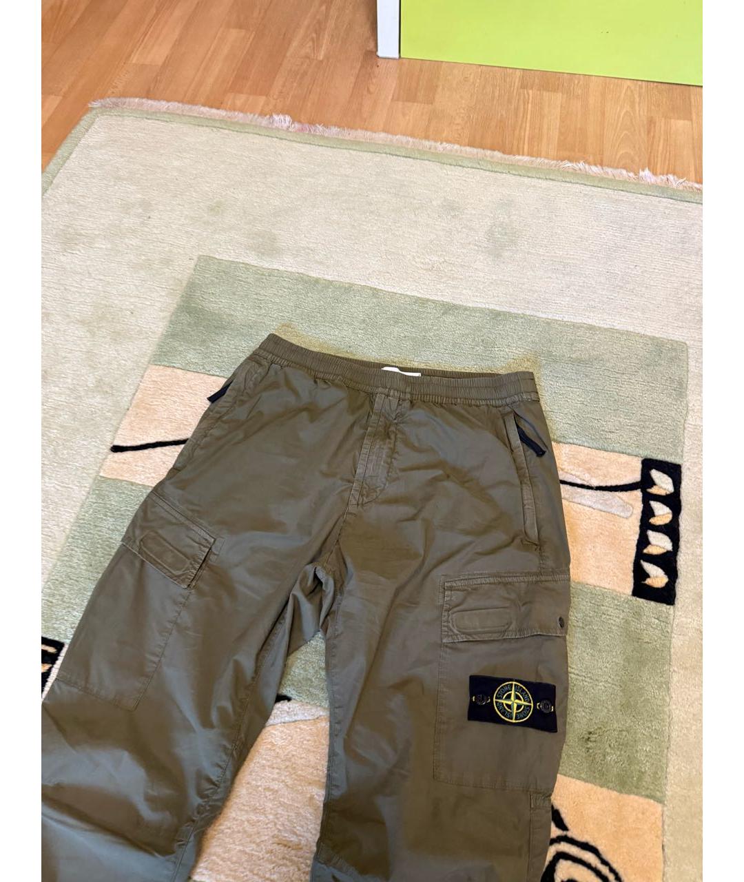 STONE ISLAND Зеленые хлопковые повседневные брюки, фото 2