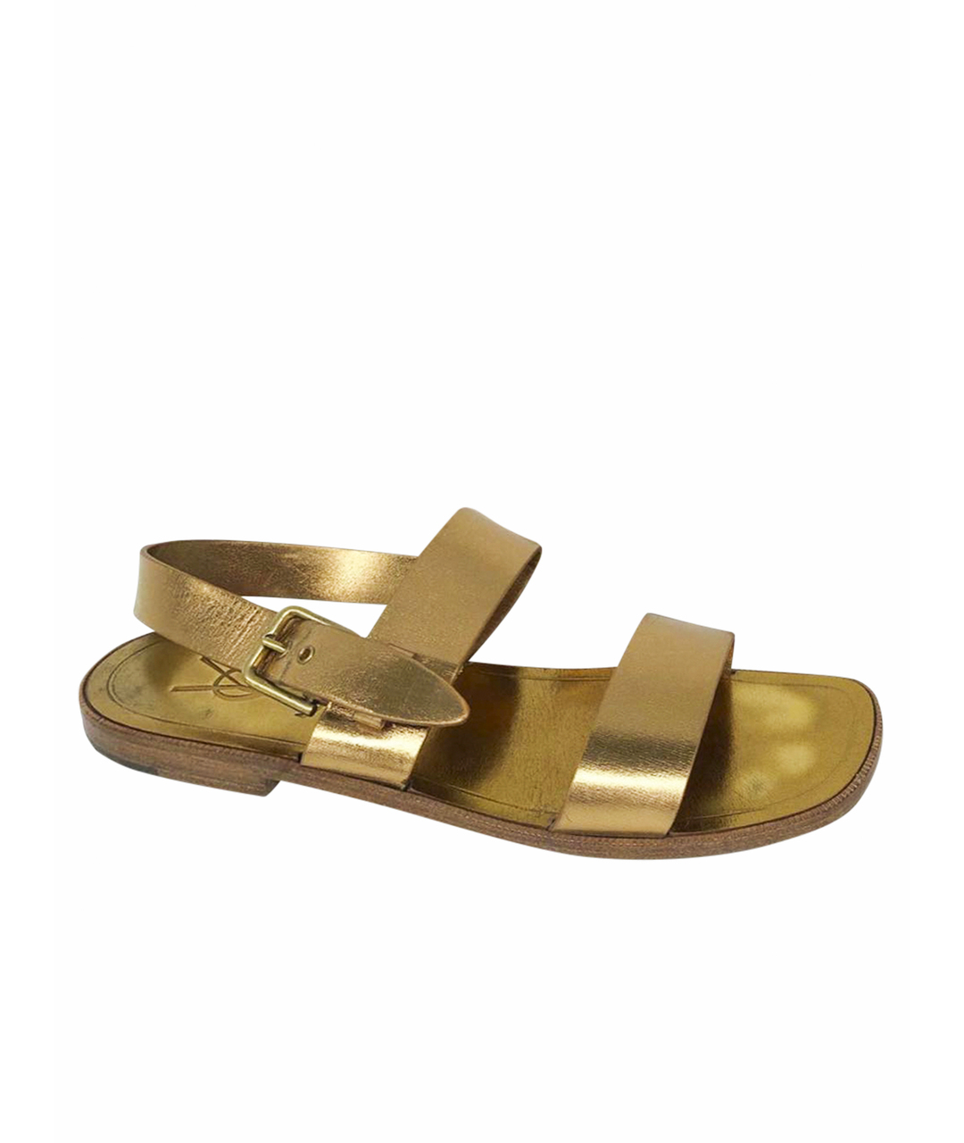 YVES SAINT LAURENT VINTAGE Золотые кожаные сандалии, фото 1