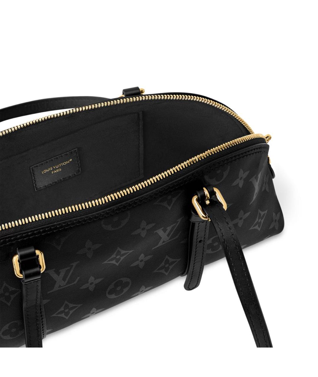 LOUIS VUITTON Черная кожаная сумка с короткими ручками, фото 4