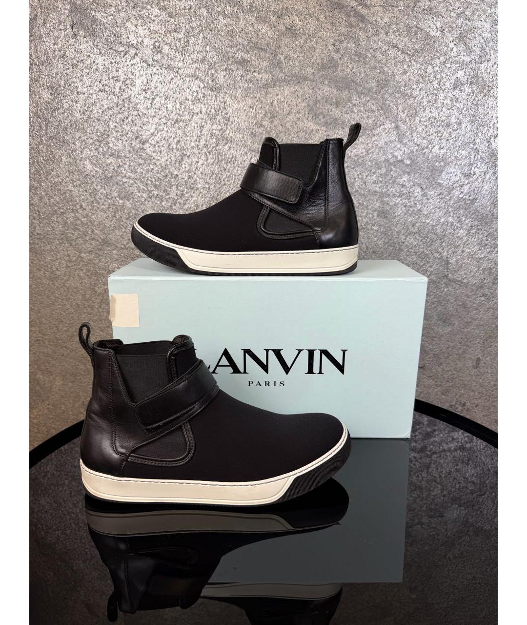LANVIN Черные текстильные высокие кроссовки / кеды, фото 8