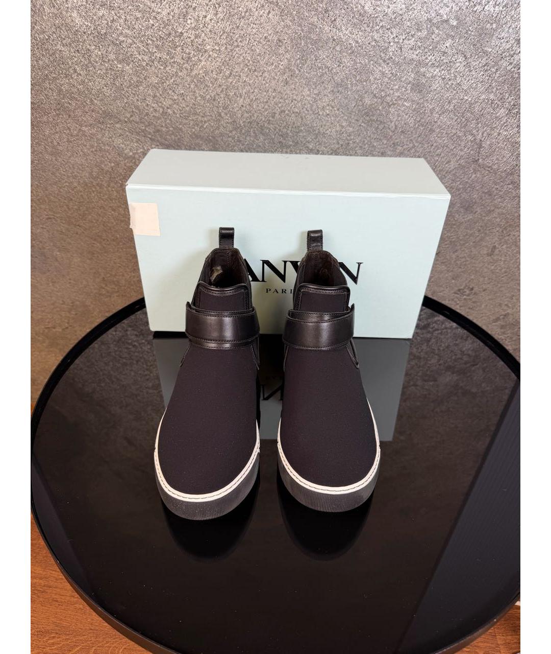 LANVIN Черные текстильные высокие кроссовки / кеды, фото 2