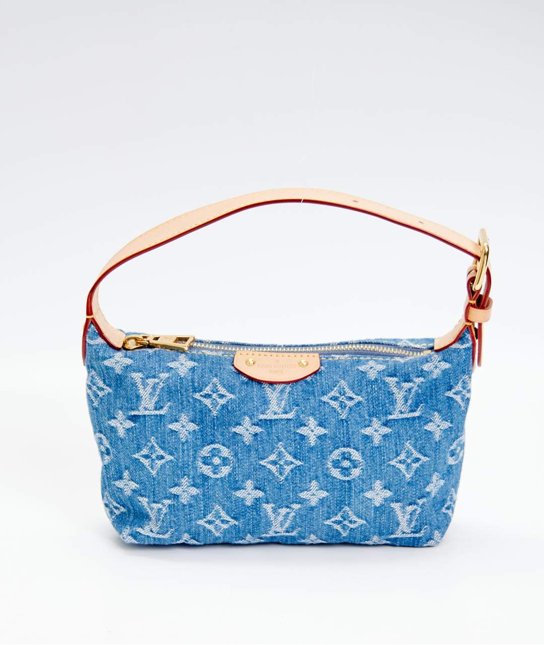LOUIS VUITTON Синяя хлопковая сумка с короткими ручками, фото 5