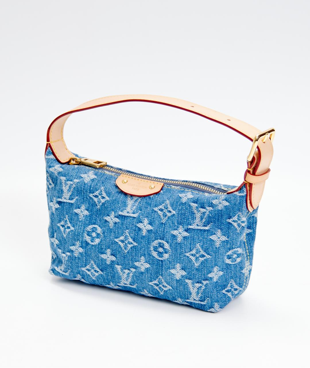 LOUIS VUITTON Синяя хлопковая сумка с короткими ручками, фото 2