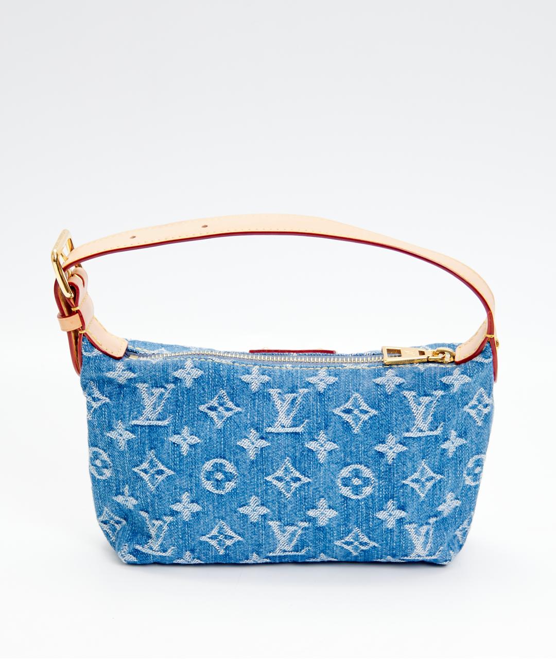 LOUIS VUITTON Синяя хлопковая сумка с короткими ручками, фото 3
