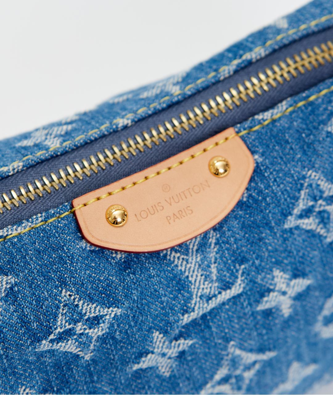 LOUIS VUITTON Синяя хлопковая сумка с короткими ручками, фото 4